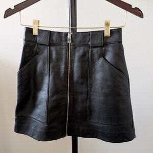Maje Black Lambskin Mini Skirt